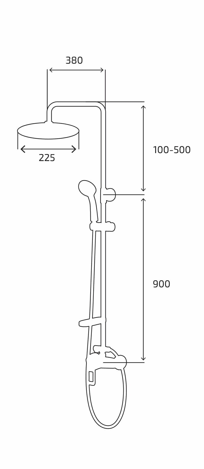 KONNER Смеситель для душа с верхним тропическим душем TS1400R (уценен)