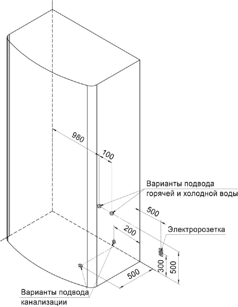 Высота слива для душевой кабины