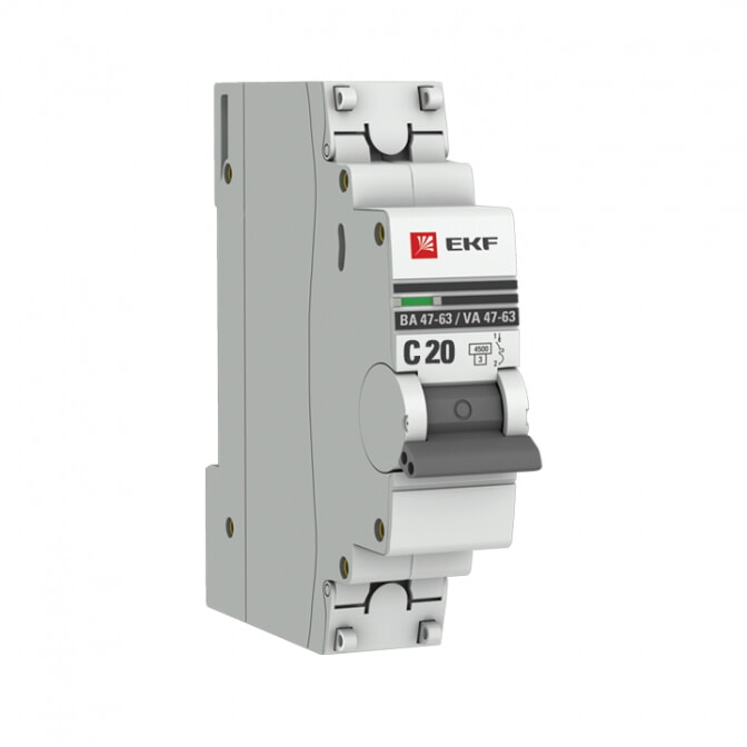 EKF Автоматический выключатель 1P 20А (C) 4,5kA ВА 47-63 PROxima
