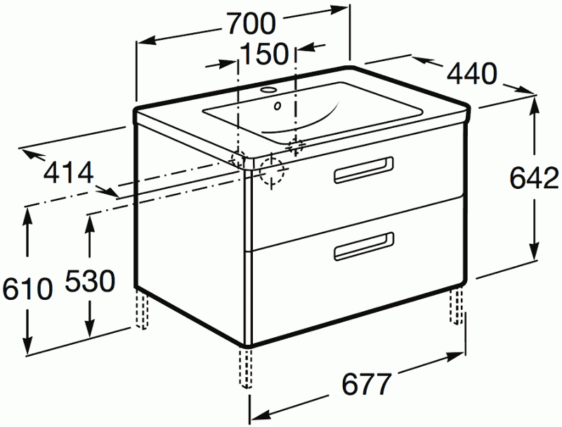 Тумба с раковиной для ванной roca gap 70