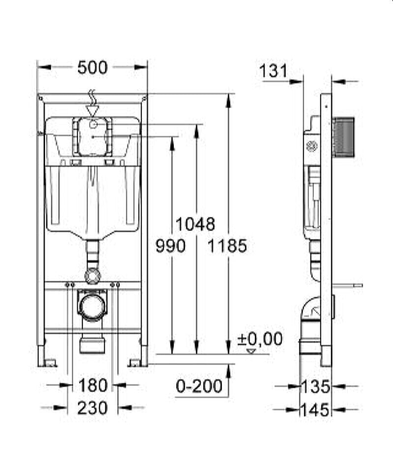 Инсталляция для унитаза grohe rapid sl 38772001 размеры