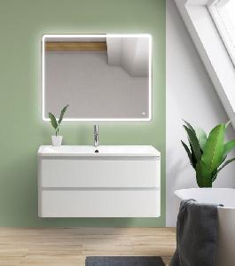 BelBagno ALBANO 900 тумба подвесная Bianco Lucido ALBANO-900-2C-SO-BL + литьевая раковина BB900/455-LV-MR