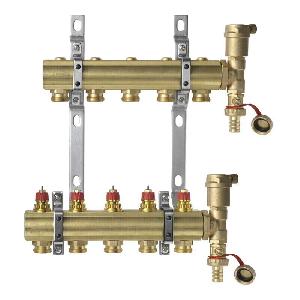 Danfoss 088U0705 Комплект коллекторов FHF-5 set с кронштейнами и воздухоотводчиками, 5 контура