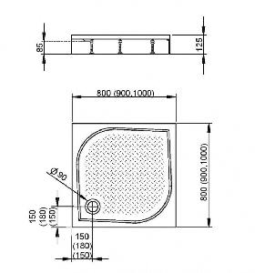 Radaway Paros С поддон из литьевого мрамора 90*90*3, серый МВС9090-47-1 (с ножками)