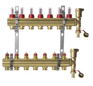 Danfoss 088U0727 Комплект коллекторов FHF-7F set с расходомерами, кронштейнами и воздухоотводчиками, 7 контуров