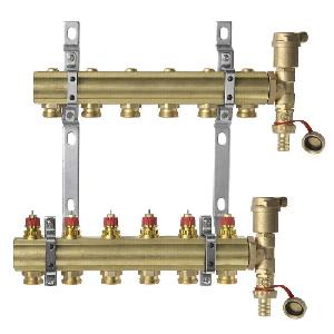 Danfoss 088U0706 Комплект коллекторов FHF-6 set с кронштейнами и воздухоотводчиками, 6 контура