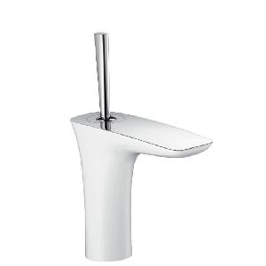 Hansgrohe 15070400 Pura Vida смеситель для раковины, белый/хром, сливной гарнитур push-open 1/14", гибкая подводка 3/8"