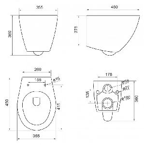 BelBagno Унитаз ALBA подвеснойBB125CH с сиденьем дюропласт, soft close BB125SC